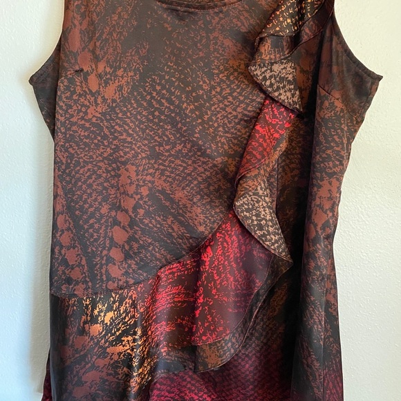 Calvin Klein Ruffle Front Snake Print Tank Top - Picture 3 of 6